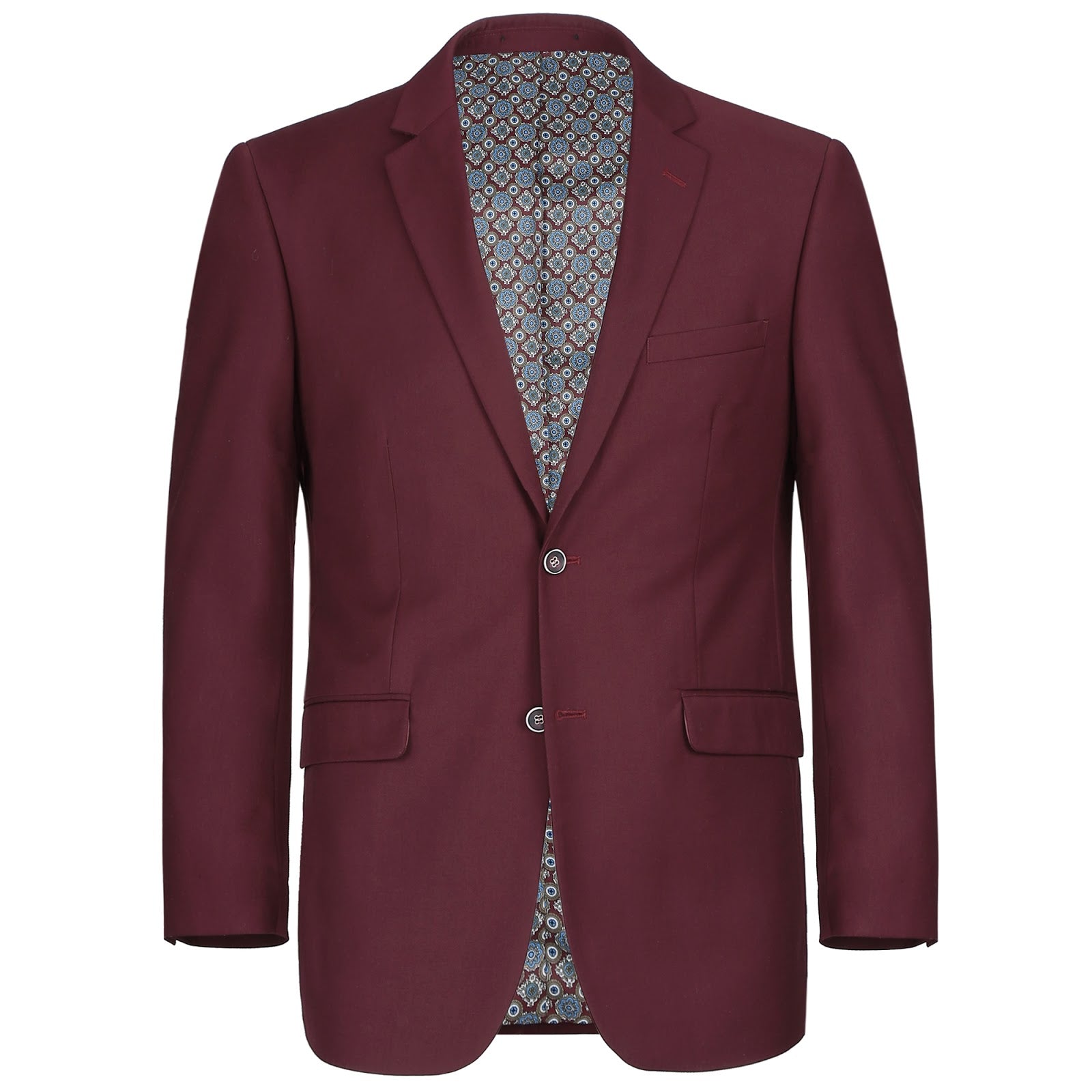 Alessandro Vitello by Renoir Burgundy 2-Piece Classic Fit Single Breasted Notch Lapel Suit for Men - Perfect for Weddings, Business Meetings & Formal Events