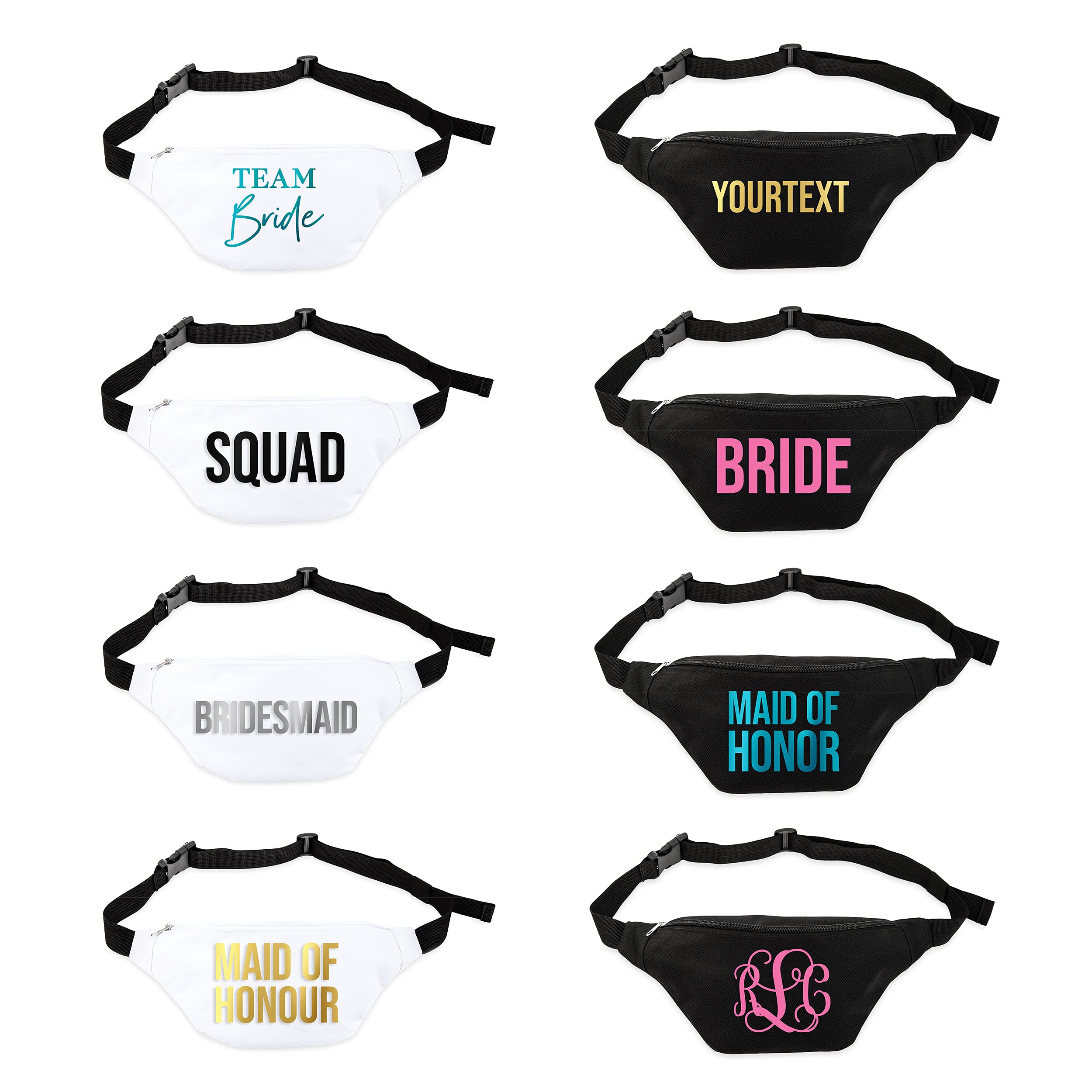 Weddingstar Customizable Bachelorette Fanny Pack White - Bride Party Accessory for Bachelorette Parties, Bridal Showers & Wedding Events
