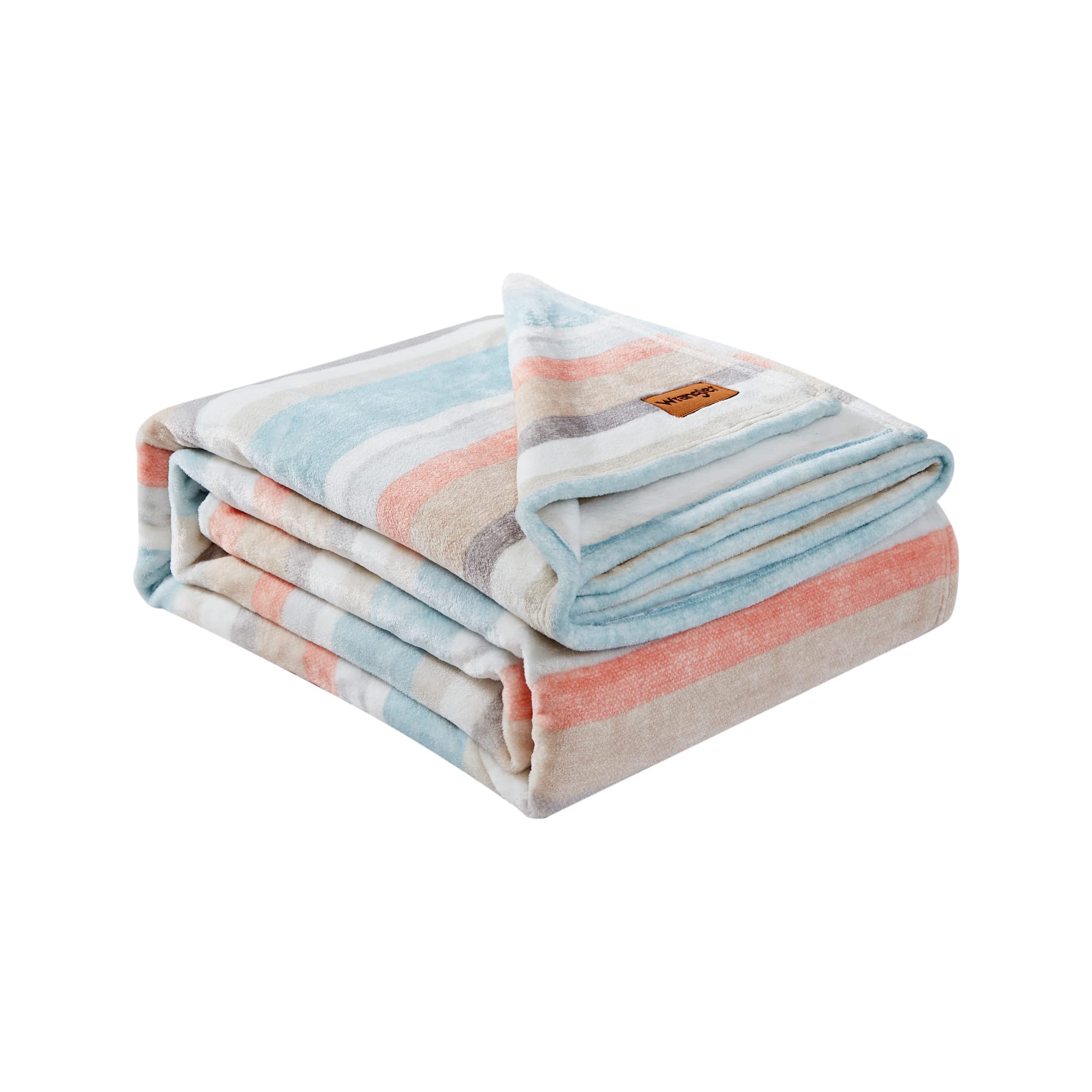 Wrangler Ultra Soft Plush Fleece Blanket - Full/Queen Size Yellowstone Inspired Bedding | Warm & Cozy for Bed, Couch, Camping (Glen Canyon Stripe Blue)