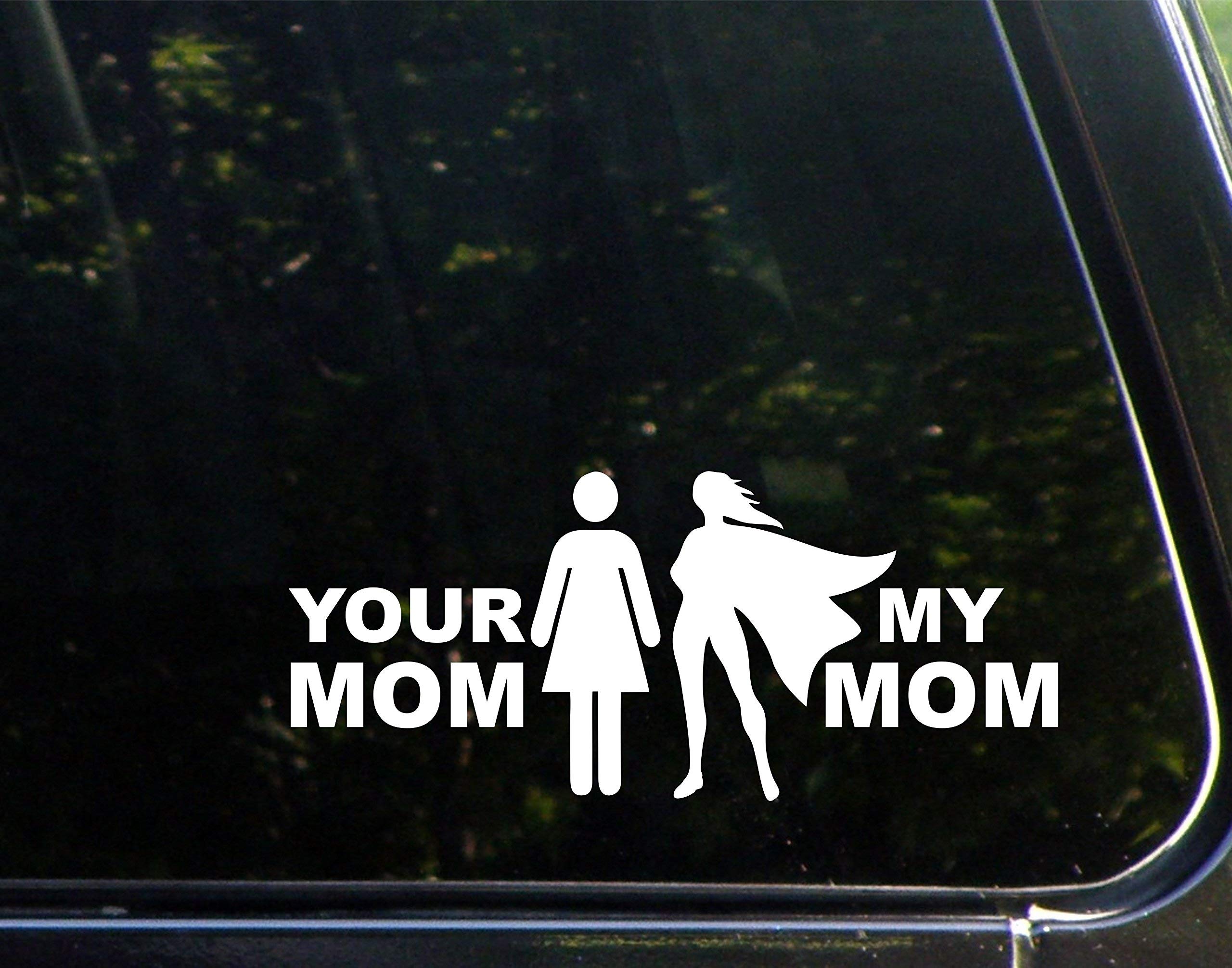 Your Mom/My Mom Superhero Die Cut Bumper Sticker (8.75