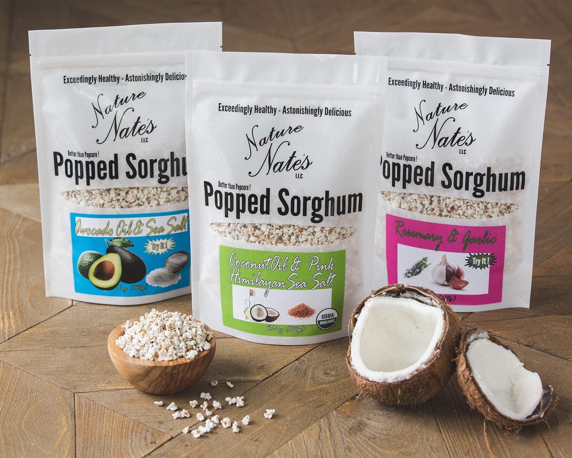 Organic Popped Sorghum Snacks - Keto, Gluten-Free, Healthy Alternative to Popcorn - for On-the-Go & Movie Nights
