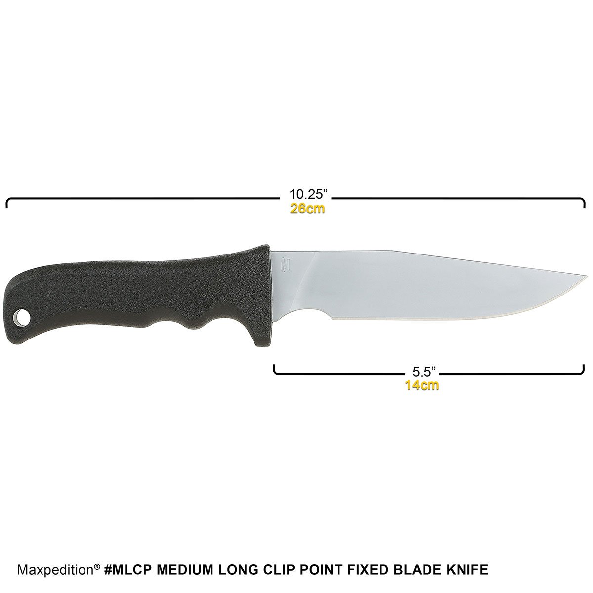 MAXPEDITION Medium Long Clip Point Fixed Blade Knife - Plain Edge Survival Knife for Outdoor Camping, Hunting & Bushcraft - Durable Tactical Knife for Hiking, Fishing & Emergency Use