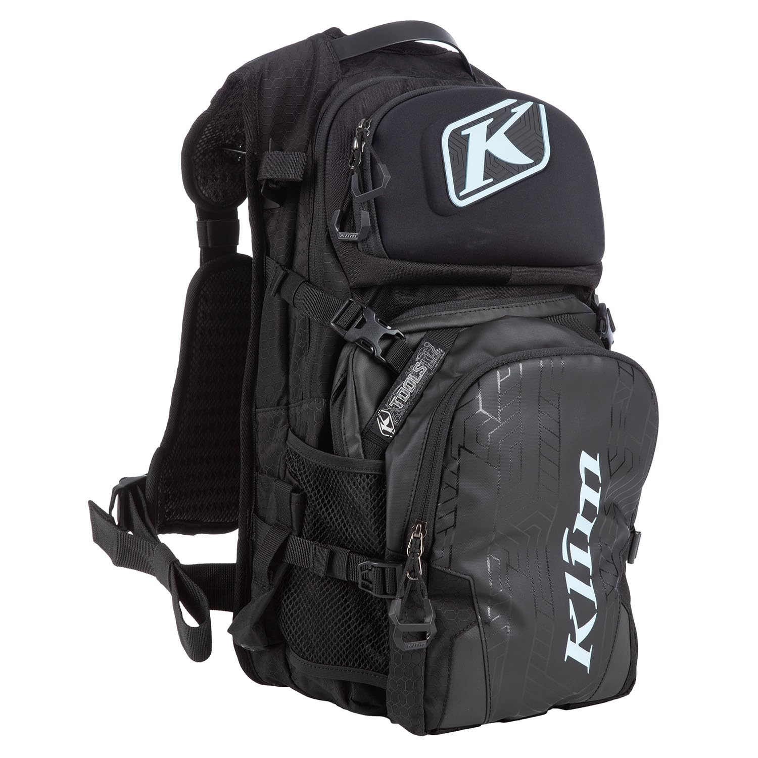 KLIM Nac Pak Technical Backpack - Waterproof Hiking Backpack for Outdoor Adventures (Black & Crystal Blue) - Perfect for Camping, Travel & Daily Commute