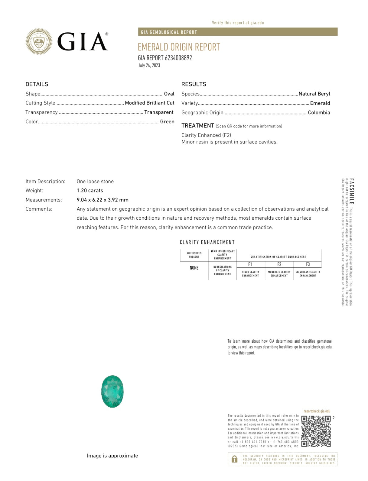 1.20 Carat GIA Certified 9x6mm Dark Green Natural Colombian Emerald Oval Cut Loose Gemstone for Engagement Rings & Fine Jewelry Making