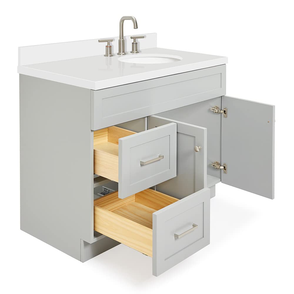 ARIEL Hamlet 43-inch Right Offset Oval Bathroom Vanity with 1.5