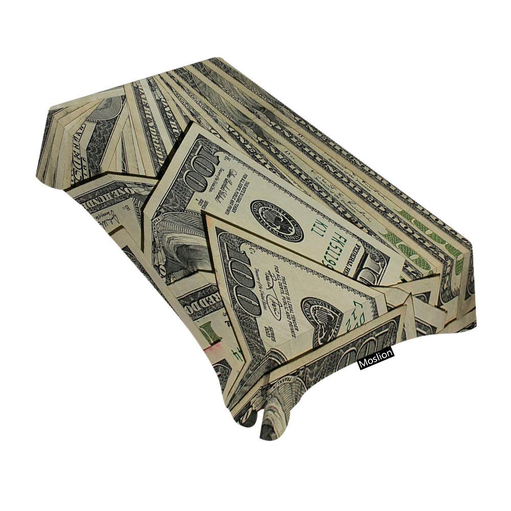 Moslion Decorative Dollar Bill Tablecloth - 52x70 Inch US Currency Design Rectangle Table Cover for Dining, BBQ, Picnic & Coffee Tables - Perfect for Themed Parties, Restaurants & Home Decor