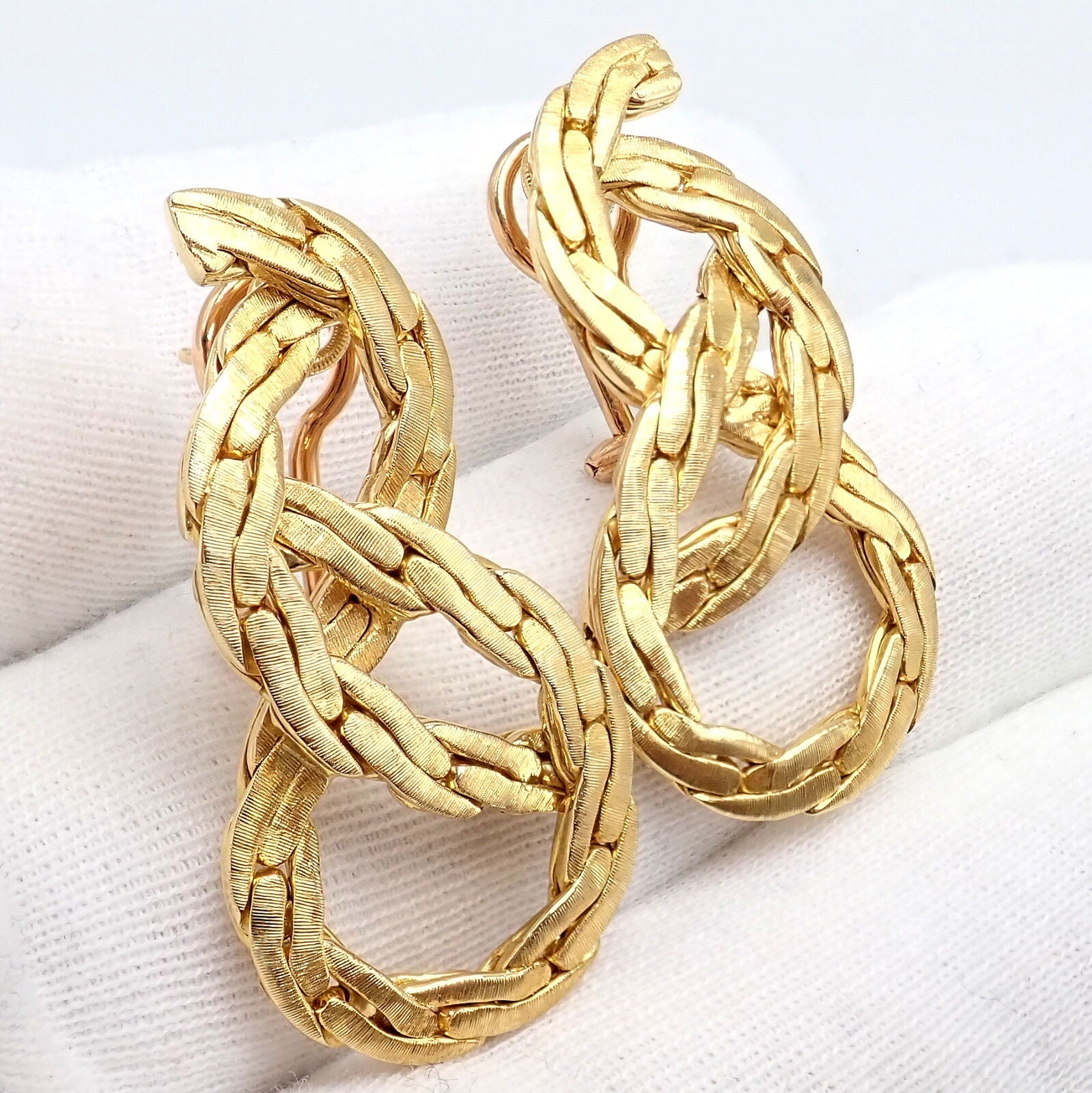 Authentic Vintage Buccellati 18K Yellow Gold Knot Rope Coil Earrings - Luxury Italian Jewelry for Women, Perfect for Weddings, Parties & Special Occasions