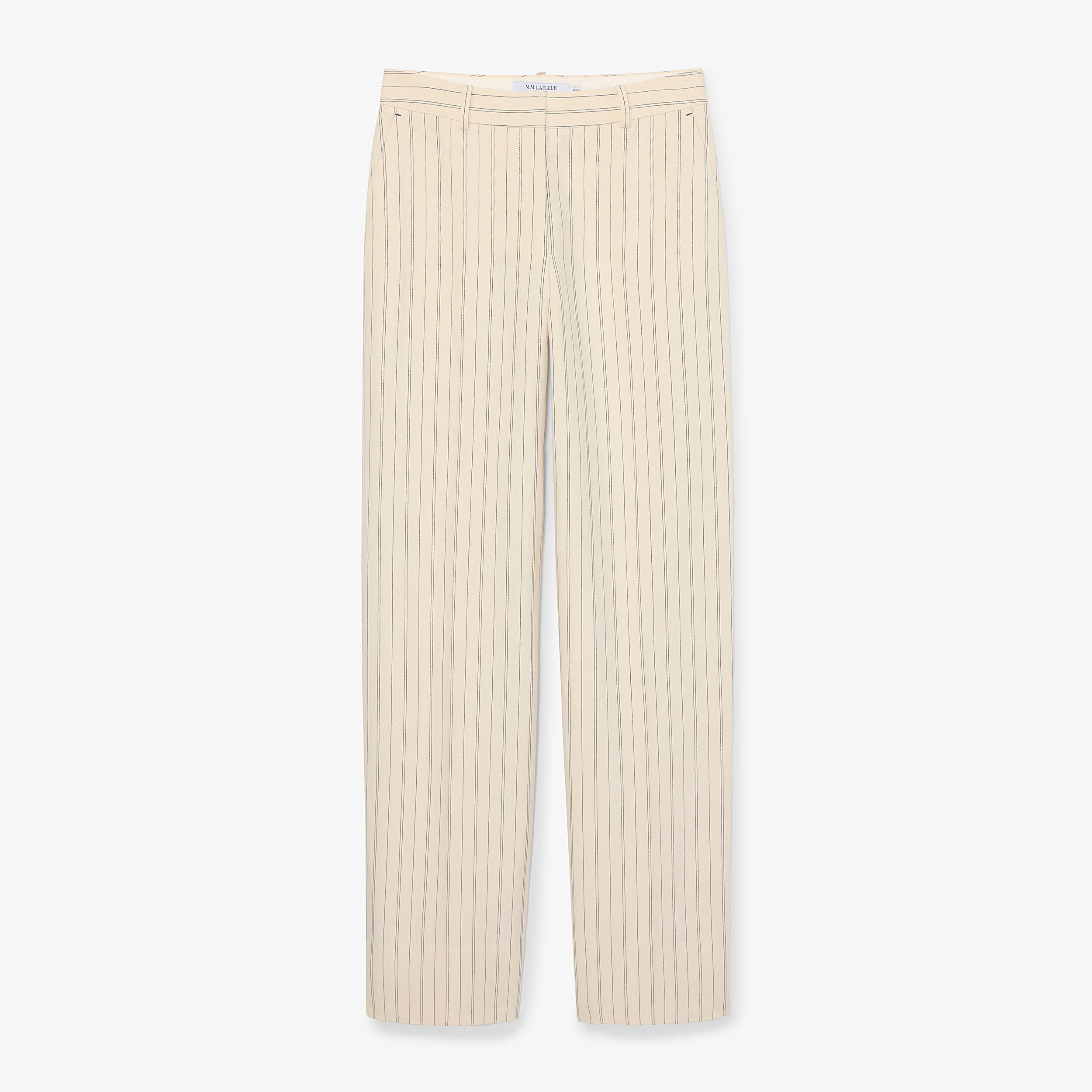 Tinsley Wide Leg Pants for Women - Breeze Stripe Pattern in Ecru & Navy - Comfortable High Waist Trousers for Office, Travel & Casual Wear