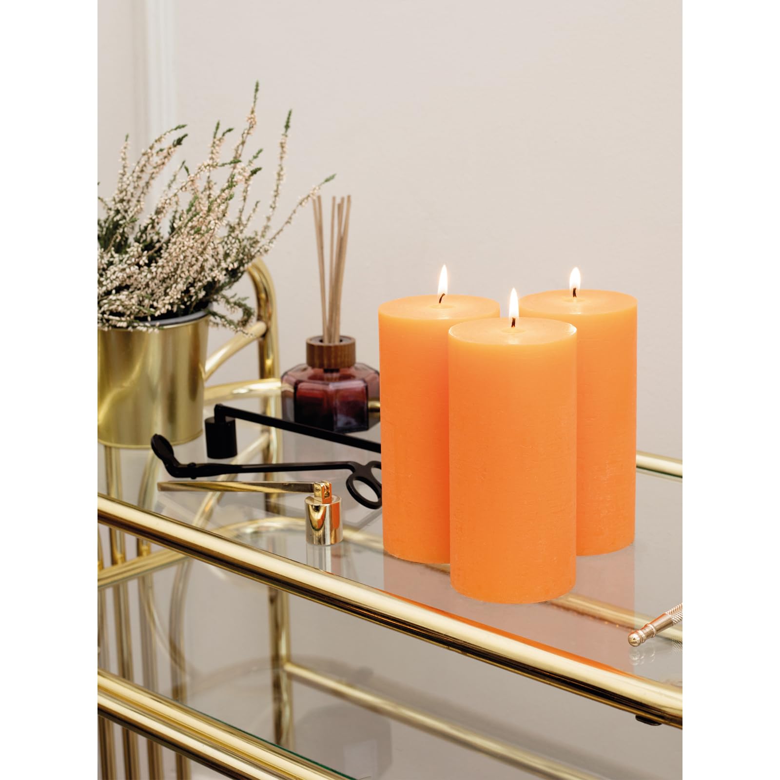 Large 3x6 Inch Pillar Candles - Set of 3 Unscented Dripless for Weddings & Home Decor