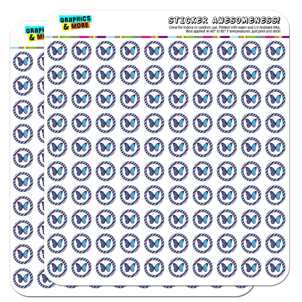 Blue Butterfly 1/2 Inch Planner Stickers for Scrapbooking, Bullet Journal & DIY Crafts - Opaque Adhesive Decals for Calendars, Planners, Journals and Scrapbook Projects