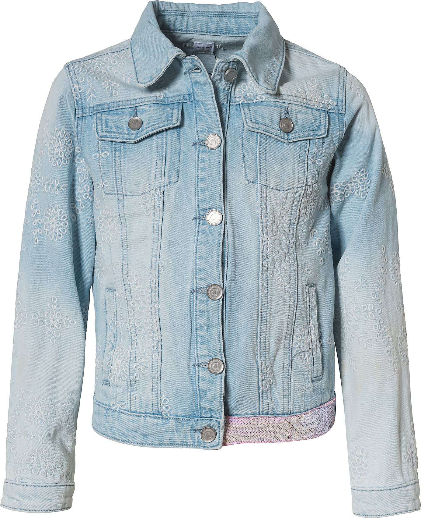 Desigual Girls' Denim Jacket - Stylish Distressed Denim Jacket for Teen Girls | Trendy Lightweight Jacket for School, Casual Outfits & Spring Fashion
