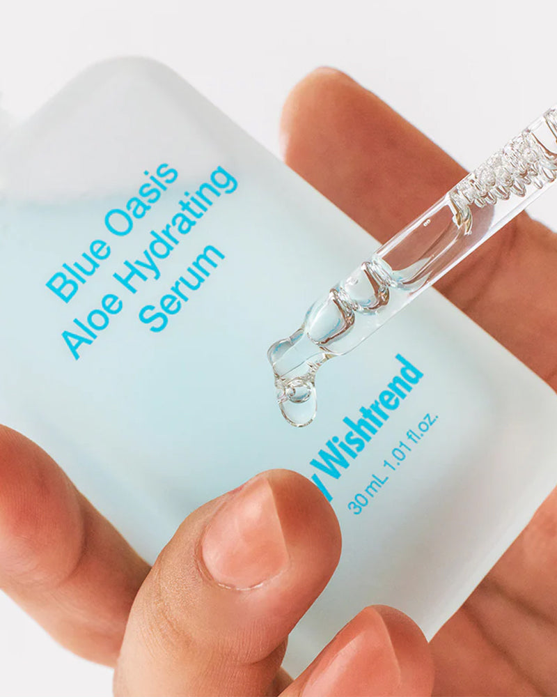 By Wishtrend Blue Oasis Aloe Hydrating Serum - Soothing Facial Moisturizer for Dry & Sensitive Skin | Perfect for Daily Skincare Routine & Post-Sun Care