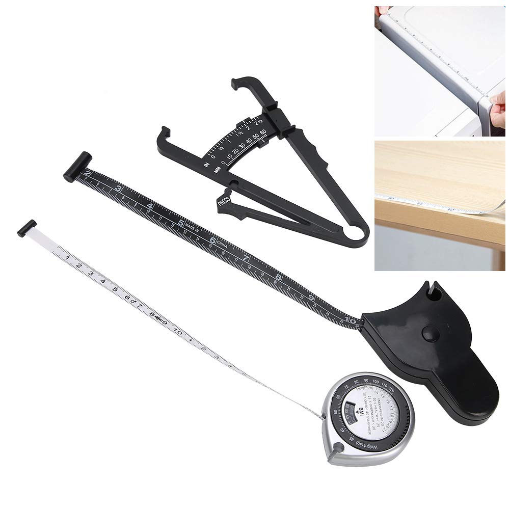 3-Piece Body Fat Caliper Set - Retractable Skinfold Caliper for Accurate Waist & Body Fat Measurement - Essential Fitness Tool for Weight Loss & Body Composition Tracking - Perfect for Home Gym, Personal Trainers & Health Enthusiasts