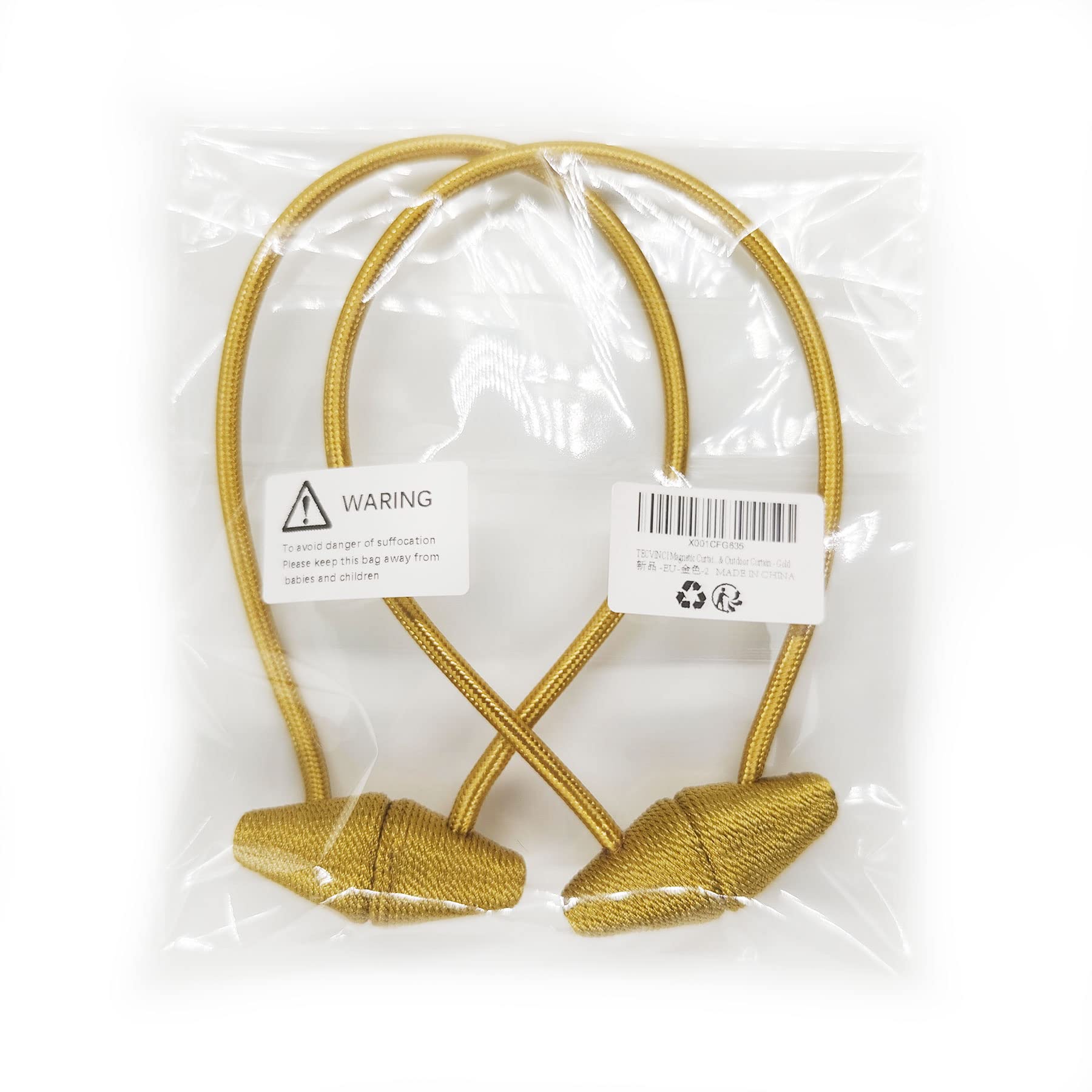 Upgraded Magnetic Curtain Tiebacks - 2 Pack 16 Inch Stronger Hold Drapery Holdbacks with Larger Magnets for Indoor & Outdoor Use (Gold) - Perfect for Living Room, Bedroom Windows and Patio Doors