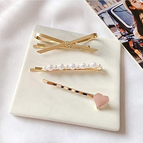 BOTIST Geometric Hollow Metal Hair Clips for Women - Korean Style Barrettes with Pearl Accents (3-Pack) | Perfect for Updos, Braids & Everyday Hairstyles