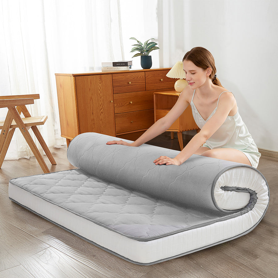 MAXYOYO Japanese Floor Mattress - Extra Thick Padded Tatami Mat for Sleeping & Lounging, Grey Style | Perfect for Guest Beds, Meditation, Yoga & Small Space Living