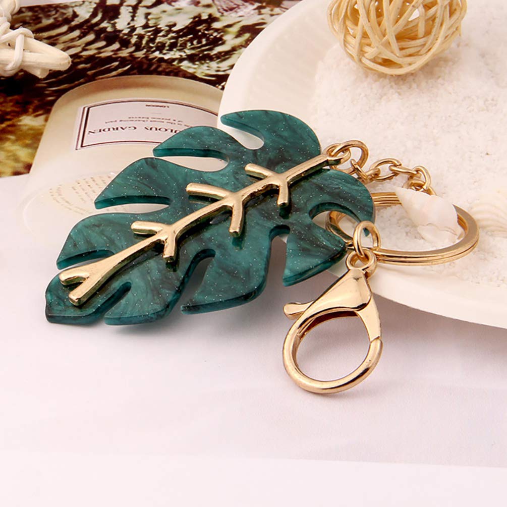 2PCS Leaf Keychain Set - Metal Car Keychains with Lucky Charm, Acrylic Bag Pendant & Decorative Keyring for Women - Perfect for Car Keys, House Keys, Backpacks and Gift Giving