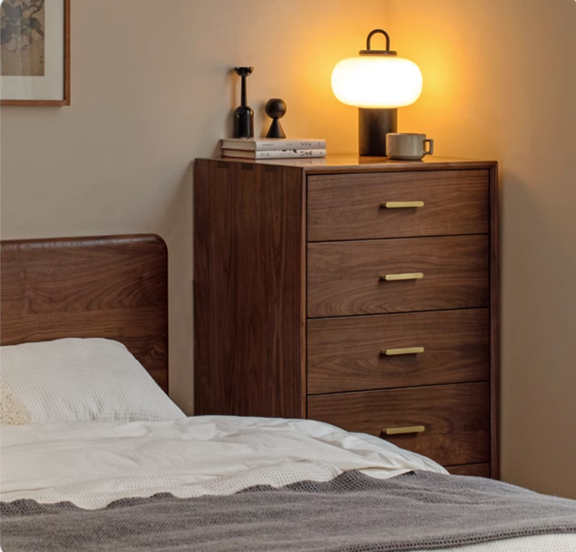 Solid Black Walnut Wood Dresser - 5-Drawer Chest for Bedroom & Living Room Storage | Handcrafted Hardwood Furniture for Home Organization & Decor