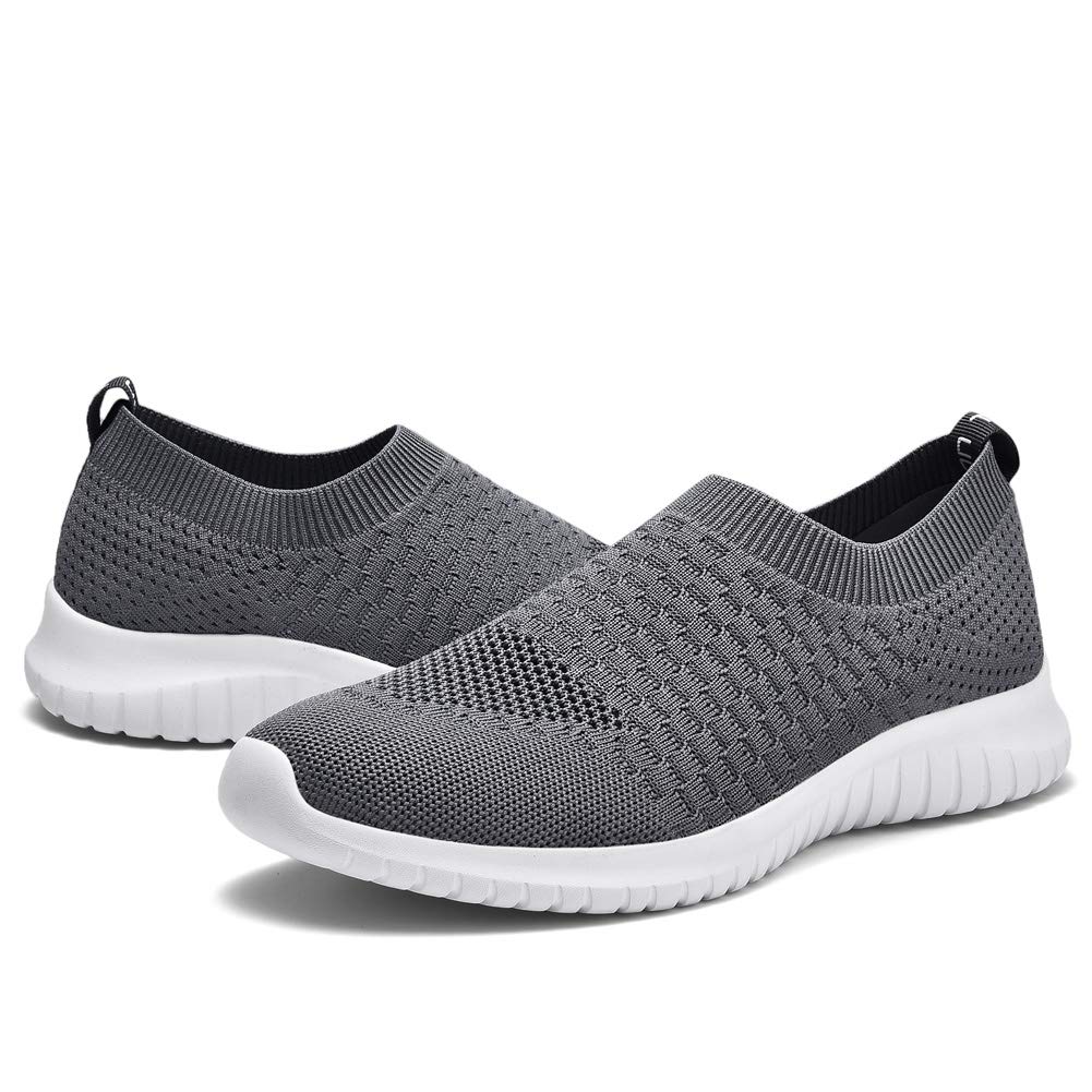 TIOSEBON Men's Slip On Walking Shoes - Breathable Knit Mesh Tennis Sneakers for Men | Comfortable Casual Shoes for Walking, Running & Everyday Wear