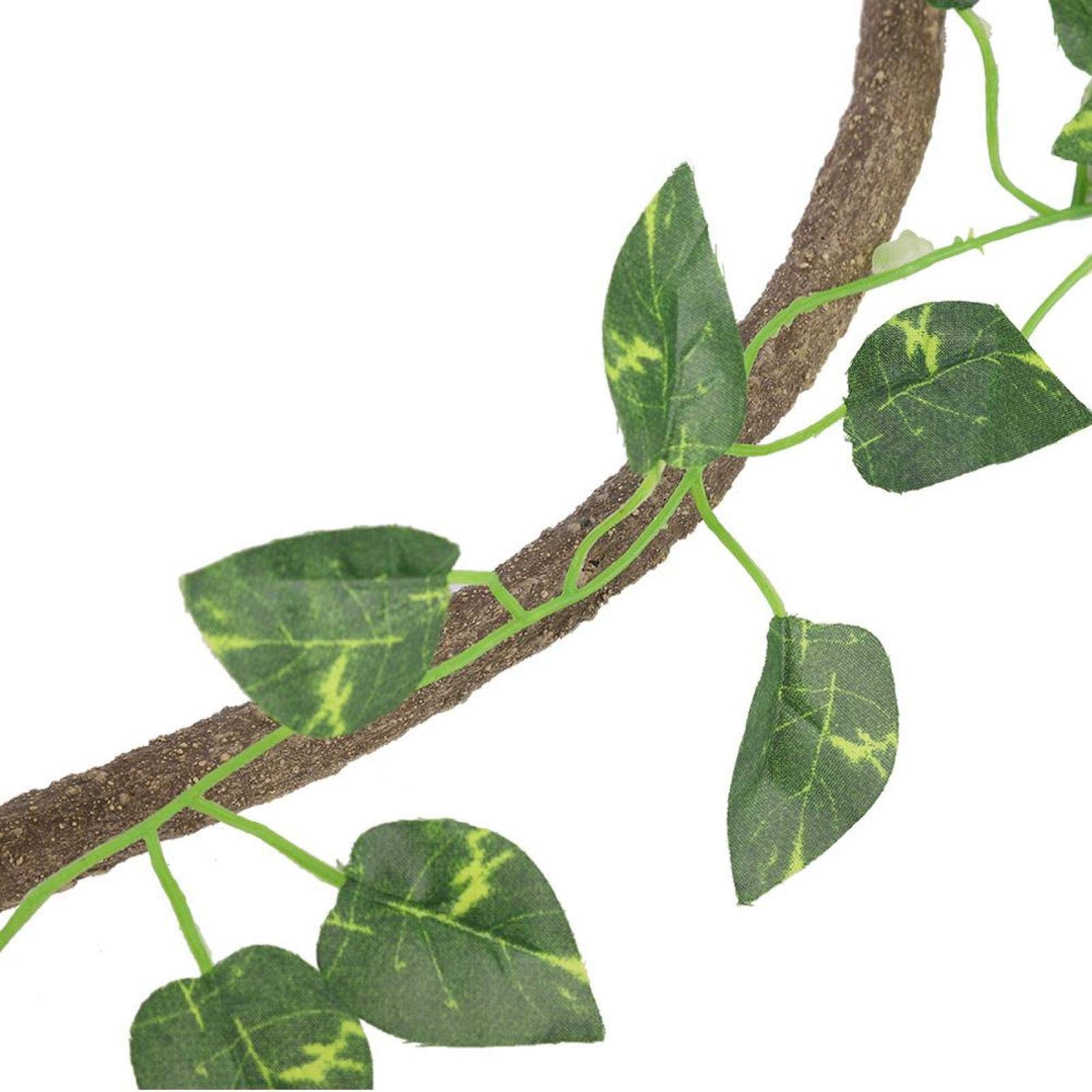 Realistic Terrarium Plants - 3M Fake Rattan Vine & 2 Green Dill Leaves for Reptile Habitat, Aquarium Decor, Crawler Box - Perfect for Gecko Tanks, Snake Enclosures & Vivarium Landscaping