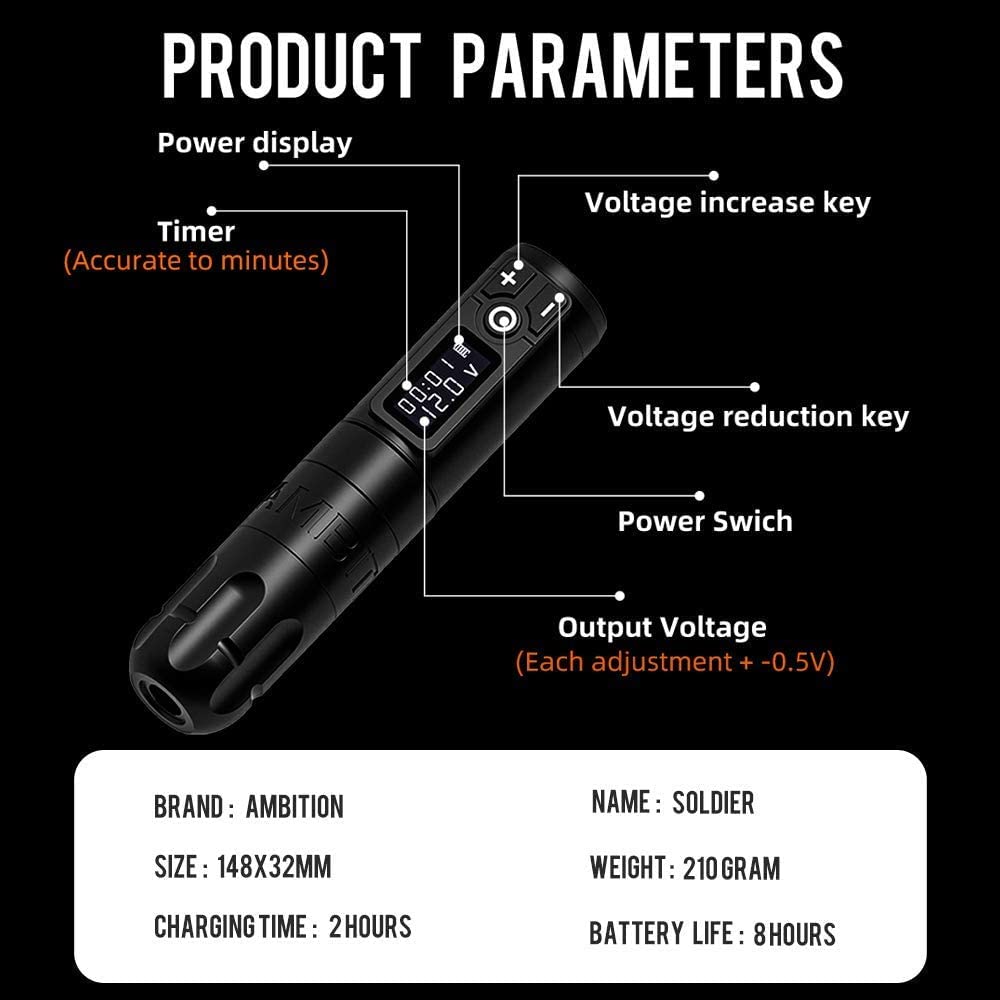 Professional TREX #10 Bugpin 9RL Disposable Tattoo Cartridge Needles Kit - Rotary Battery Pen Tattoo Machine for Artists - Perfect for Sleeves, Fine Line & Detail Work