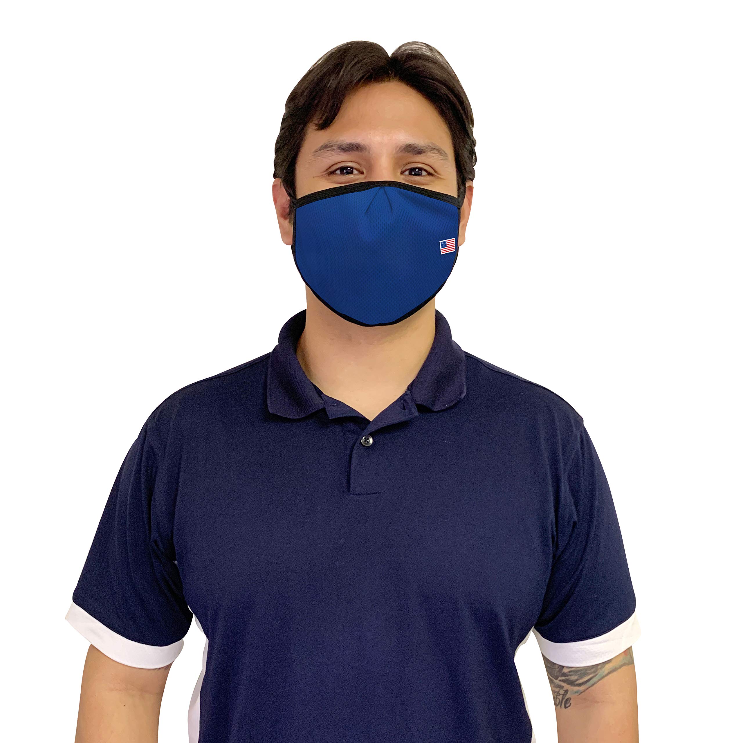 Breathable 2-Ply Washable Cotton Face Mask for Men, Women & Teens - Navy Blue | Made in USA with Imported Fabric | Perfect for Daily Wear, Travel & Outdoor Activities