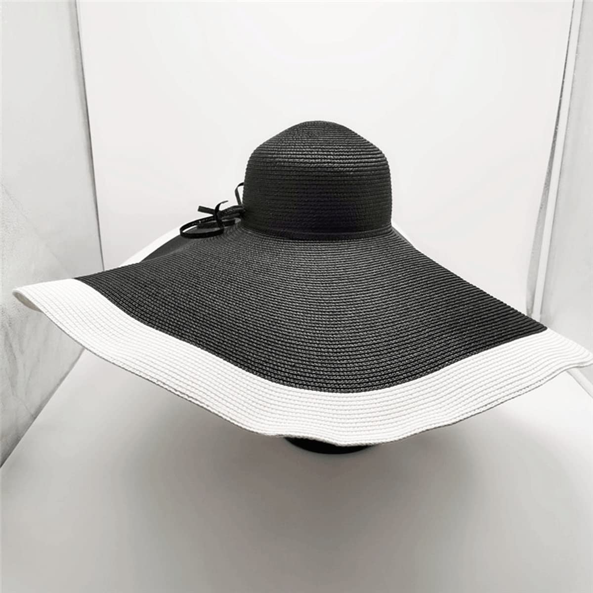Stylish Oversized Wide Brim Straw Sun Hat for Women - Handmade Rollable Floppy Beach Hat (Black, 57x26x70cm) - Perfect for Summer Vacations, Pool Parties & Outdoor Adventures