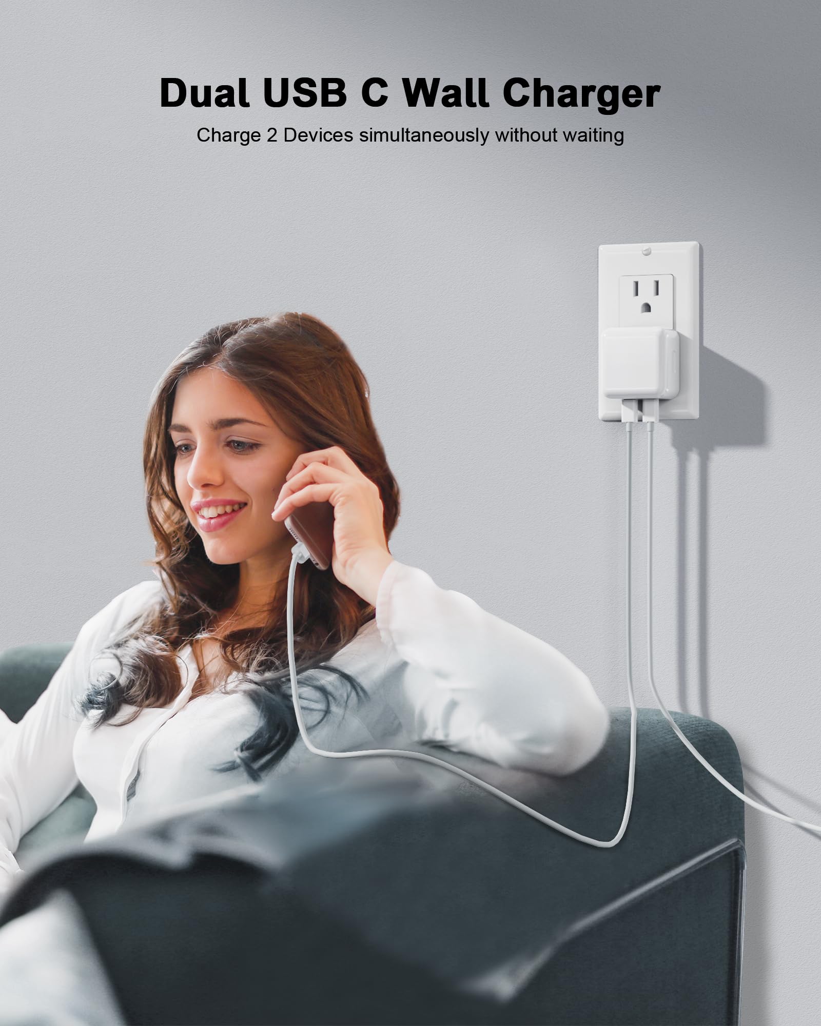 35W Dual USB C Fast Wall Charger for iPhone 14/13/12/11, iPad & MacBook Air M2 - Compact Foldable Plug Power Adapter with 2 USB-C Ports | Perfect for Travel, Home & Office Charging