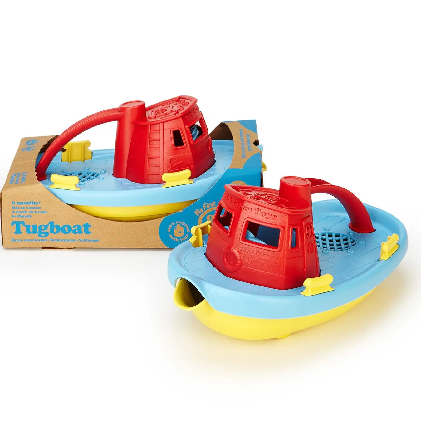 Red Tug Boat Toy for Kids - Durable Plastic Pulling Boat for Bath Time, Pool Play & Ocean Adventures - Perfect Gift for Toddlers & Children