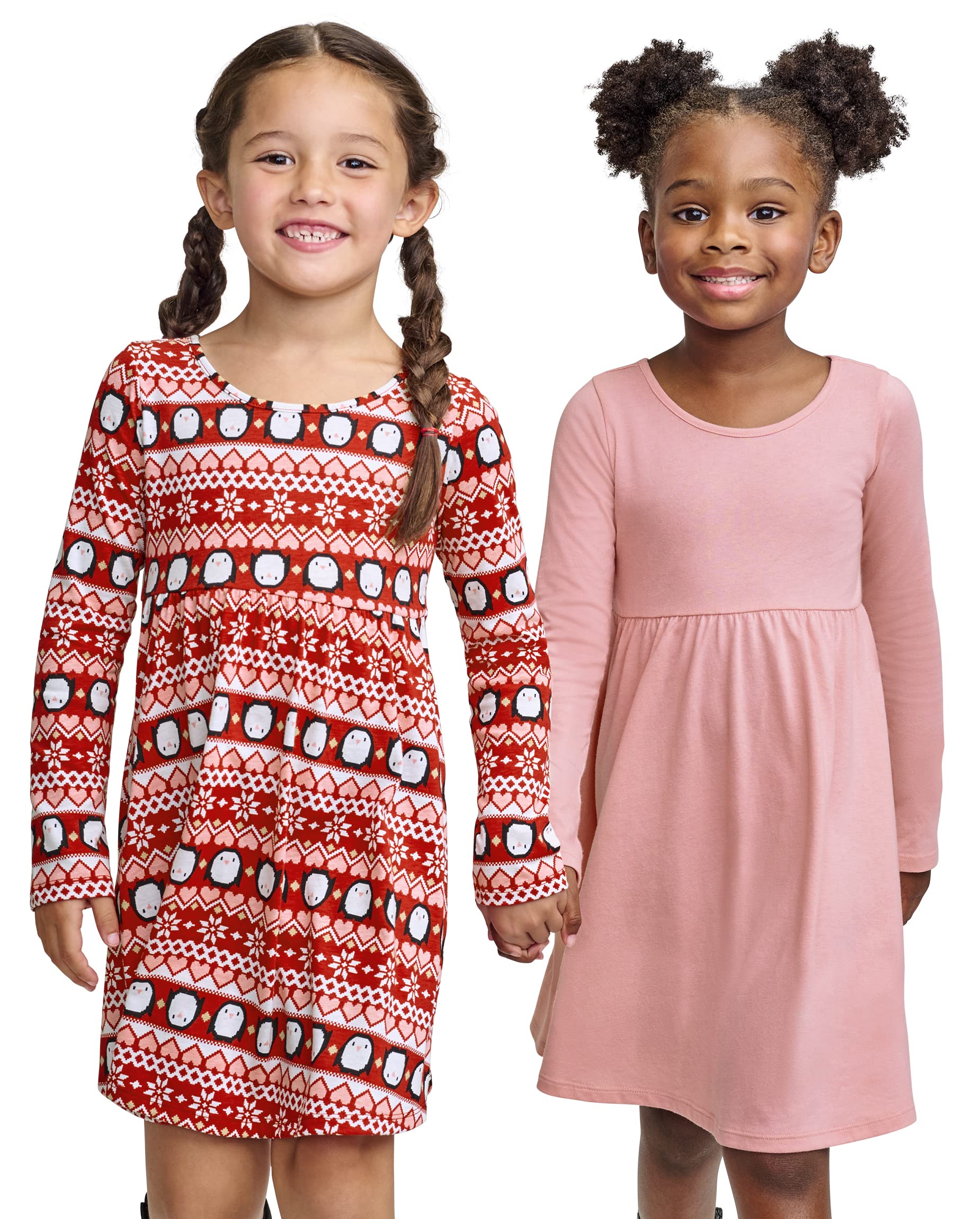 The Children's Place Baby Girls & Toddler Girls Long Sleeve Skater Dresses - Cute Flared Party Outfits for Holidays, Photos & Special Occasions