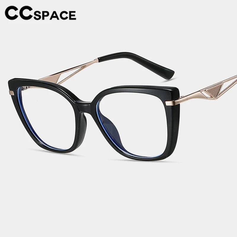 CCspace Women's Full Rim Square Cat Eye Titanium Eyeglasses Frame - Lightweight TR90 Material for All-Day Comfort - Perfect for Office, Reading & Fashion Accessories