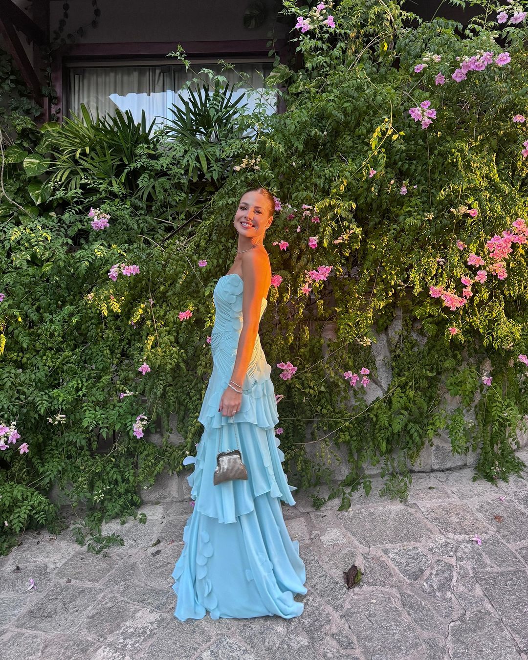 Elegant Blue Strapless A-Line Ruffle Long Prom Dress for Formal Party & Evening Gown J4123 | Perfect for Homecoming, Prom Night, Wedding Guest & Special Occasions