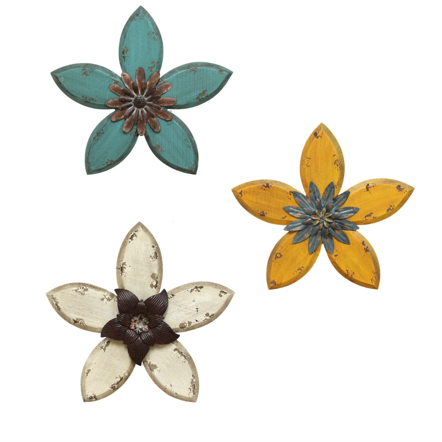 Vintage Floral Wall Decor Set of 3 - Antique Style Home Decor for Living Room, Bedroom & Office - Stratton Home Decor Collection
