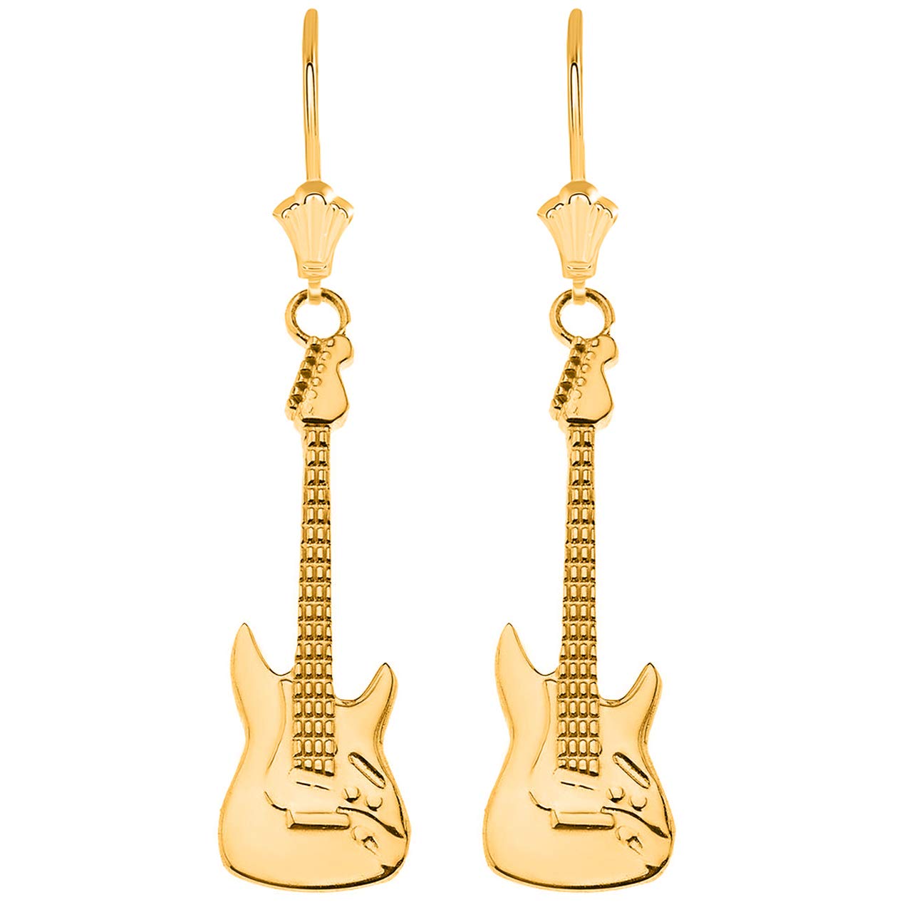 Certified Gold-Plated Electric Guitar Dangle Earrings for Women - Trendy Rock Music Jewelry Gift for Concerts & Parties