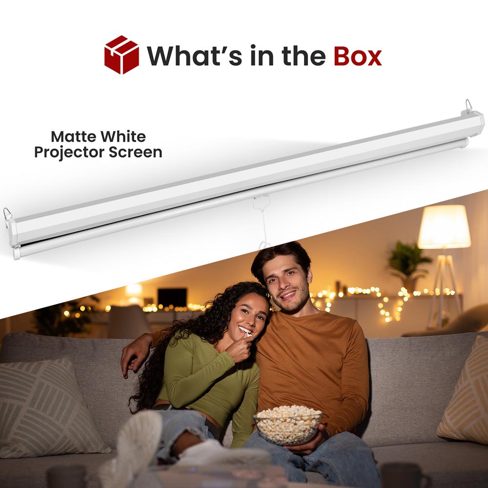 72 Inch Easy Pull Down Projector Screen - Portable Home Theater & Office Presentation Projection Screen for Movies, Gaming & Business Meetings