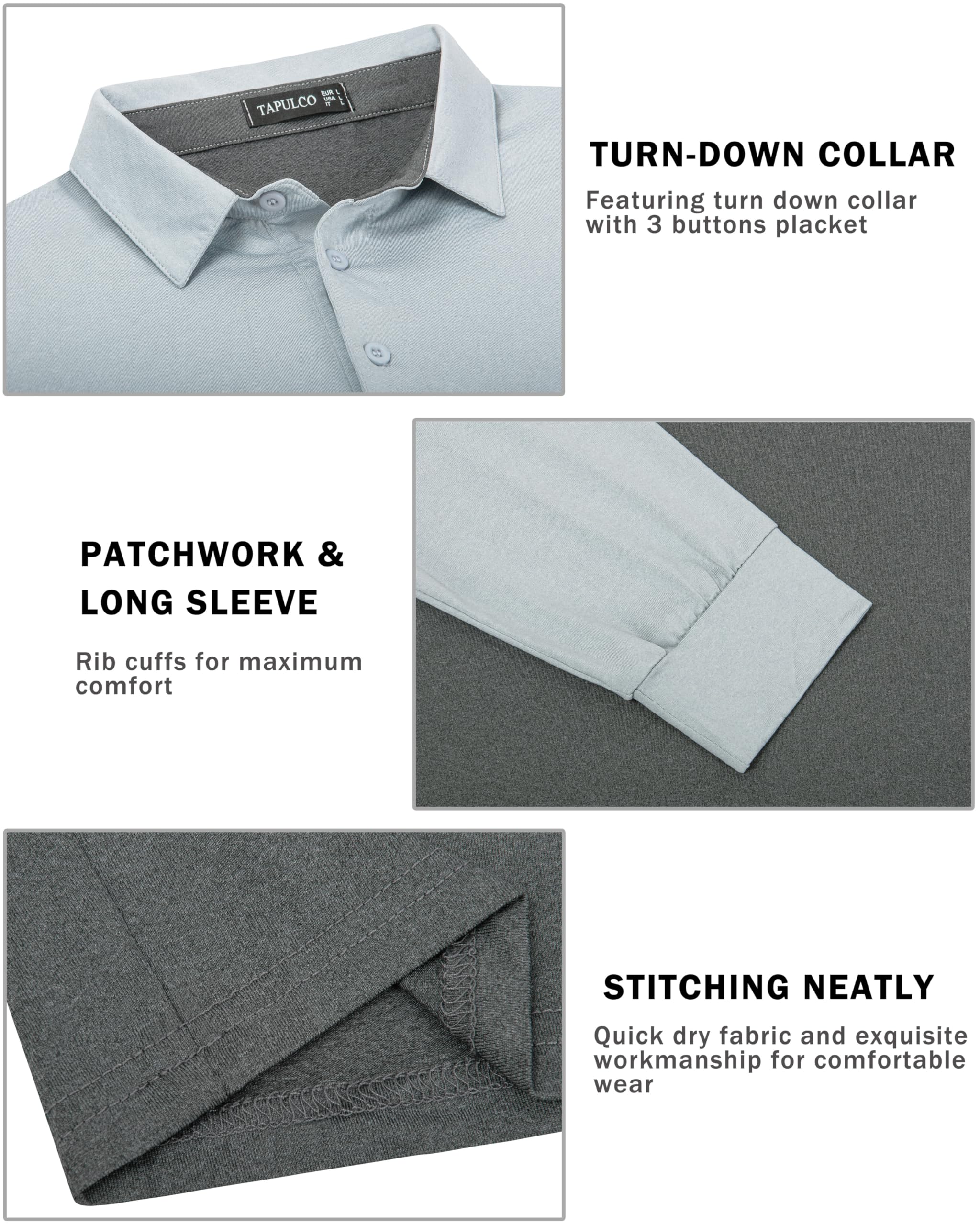 **Men's Quick Dry Golf Shirts - Breathable Stretch Athletic Polo Collar T-Shirt for Golf, Tennis & Casual Wear**