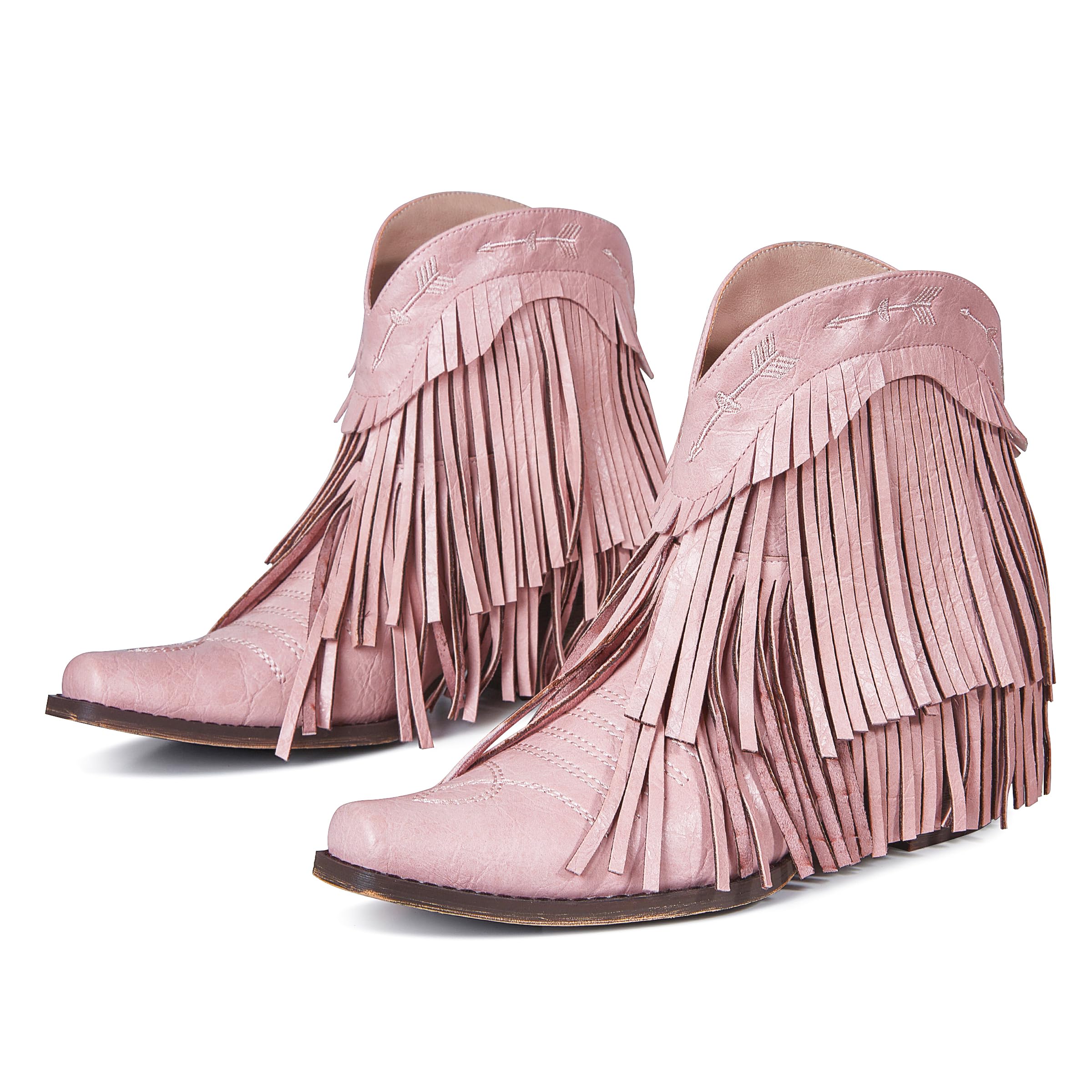 MeiLuSi Women's Western Cowboy Boots with Fringe & Tassels - Stylish Ankle Boots for Cowgirl Fashion | Perfect for Country Concerts, Rodeos & Fall Outfits