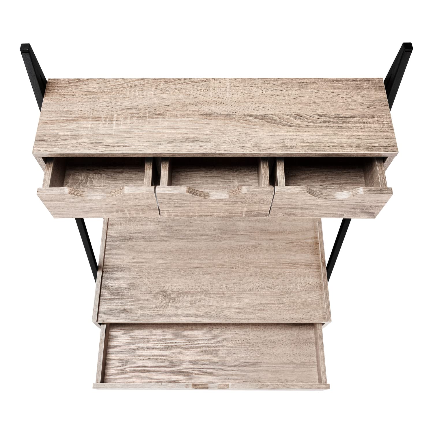 Monarch Specialties I 7332 32-Inch Modern Computer Desk with Storage Drawers - Home Office & Laptop Workstation - Brown & Black Laminate Metal Design - Perfect for Small Spaces & Contemporary Workspaces