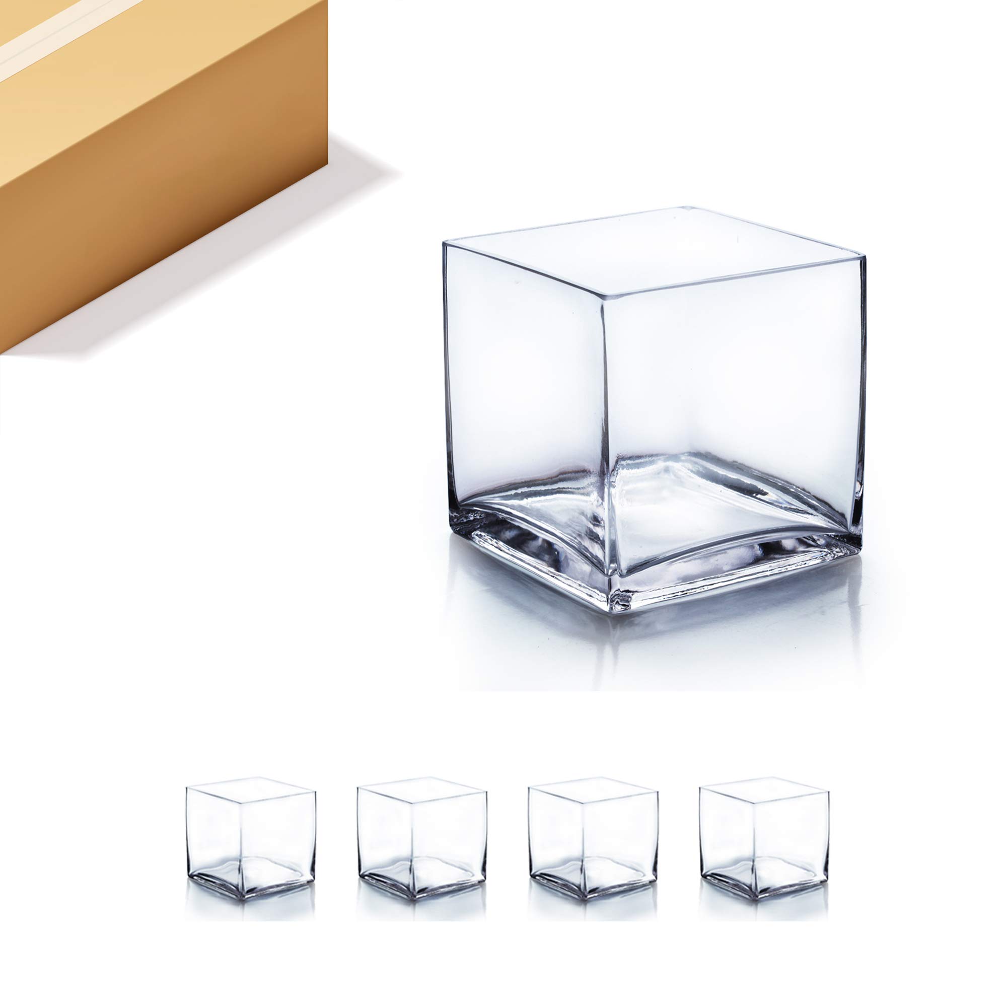 Premium Clear Glass Cube Vase - 7
