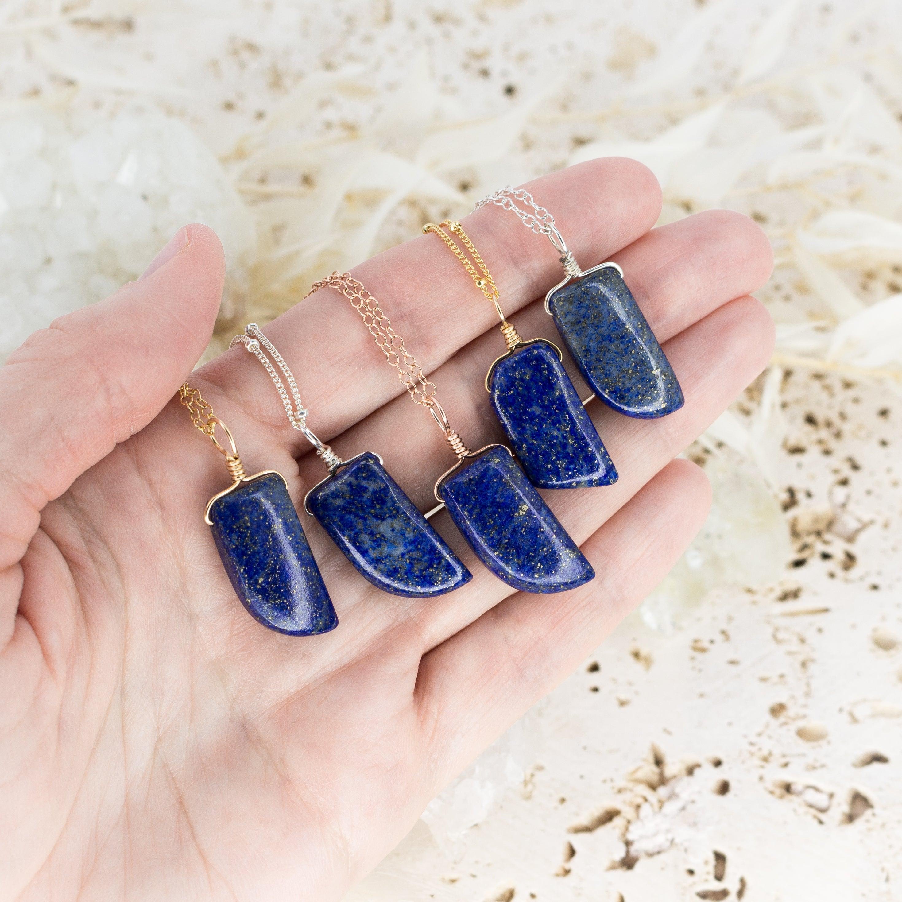 Small Smooth Lapis Lazuli Crystal Pendant Necklace - Healing Stone Jewelry for Women, Spiritual Gift & Meditation Accessory