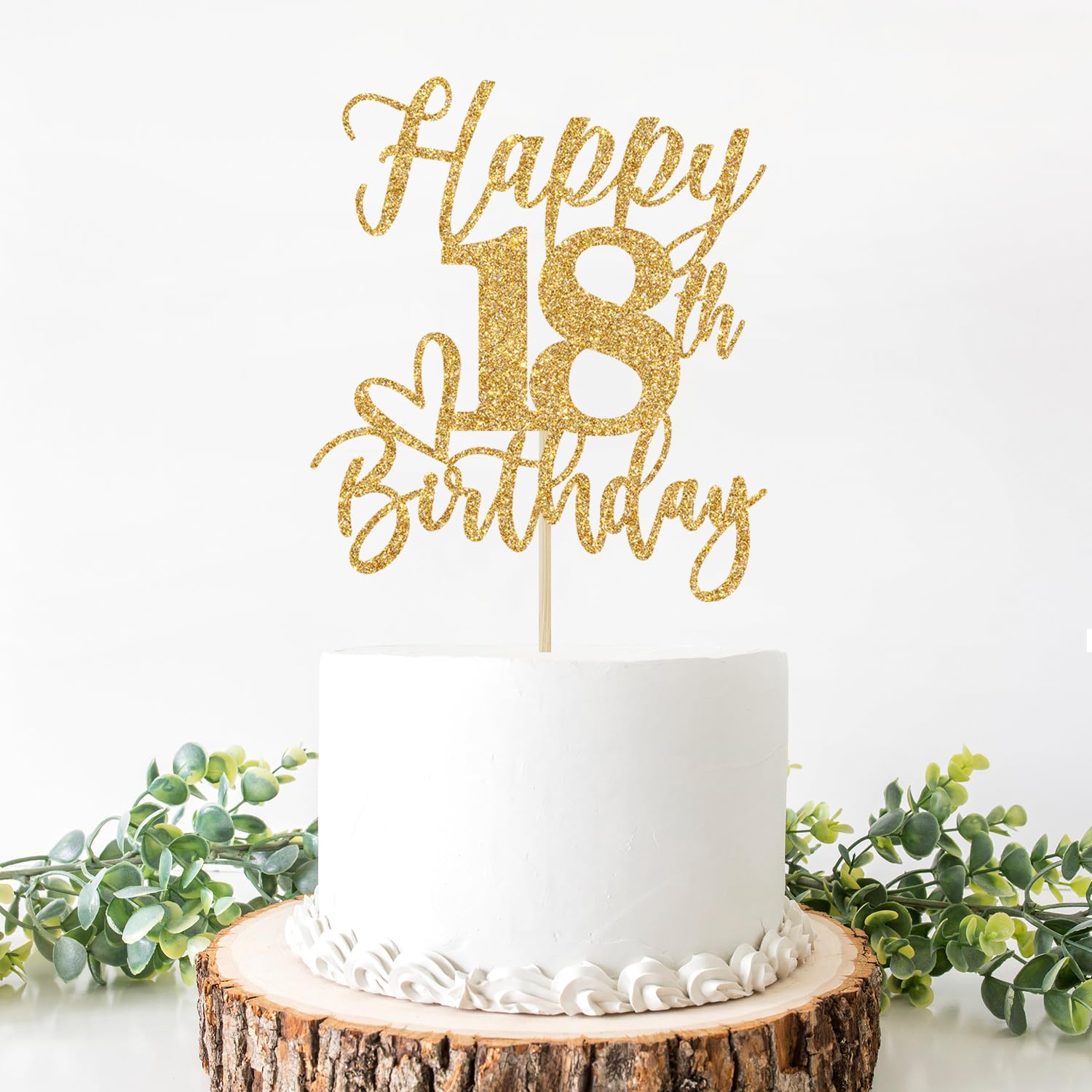 Gold Glitter Happy Birthday Cake Topper - Funny 18th Birthday Party Decorations for Women & Men - Perfect for Birthday Cakes, Cupcakes, and Party Decor