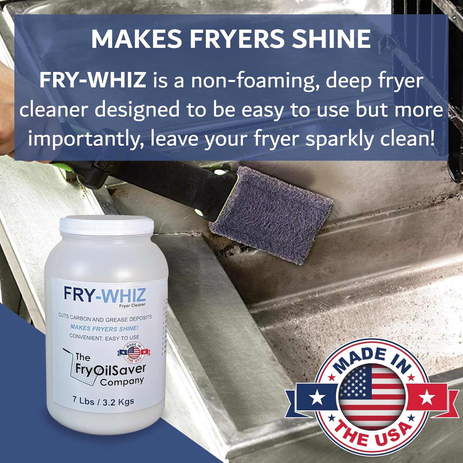 Fry-Whiz Commercial Deep Fryer Cleaner Powder - 4 Gallon Case | Removes Carbon, Grease & Food Stains | Professional Restaurant Kitchen Cleaning Supplies | Perfect for Deep Fryer Basket & Oil Vat Maintenance