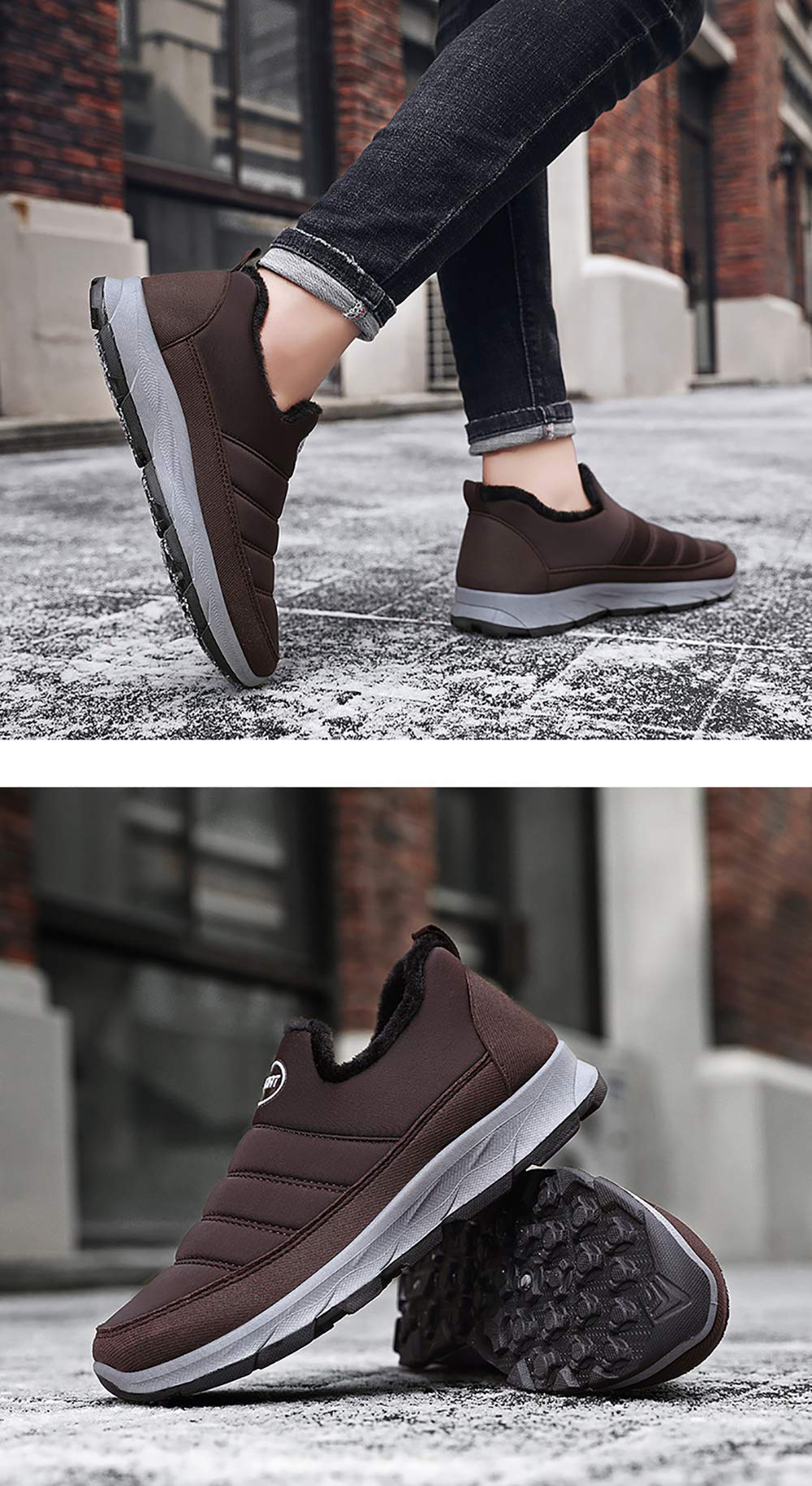 JITUUE Men's Cashmere Winter Boots - Warm Comfortable Slip-On Snow Boots for Middle-Aged & Elderly - Perfect for Casual Wear, Outdoor Walking & Cold Weather