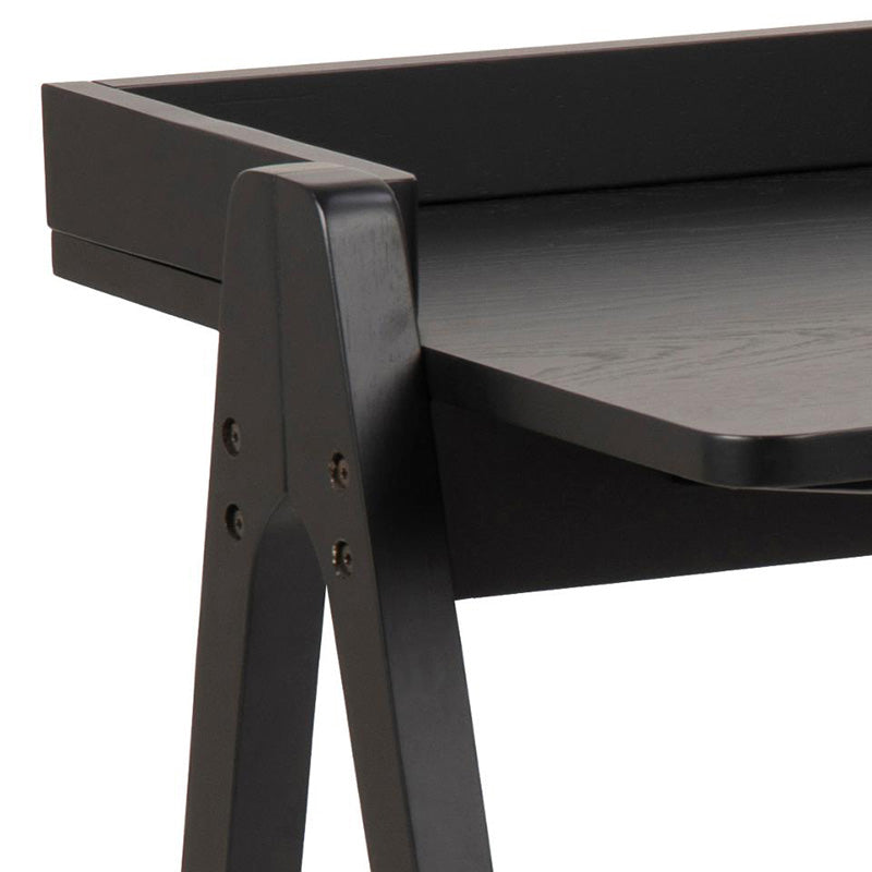 RISTO Study Desk/Console 126.5cm Black - Modern Writing Desk for Home Office, Study Room & Small Spaces - Sturdy Computer Table with Spacious Work Surface