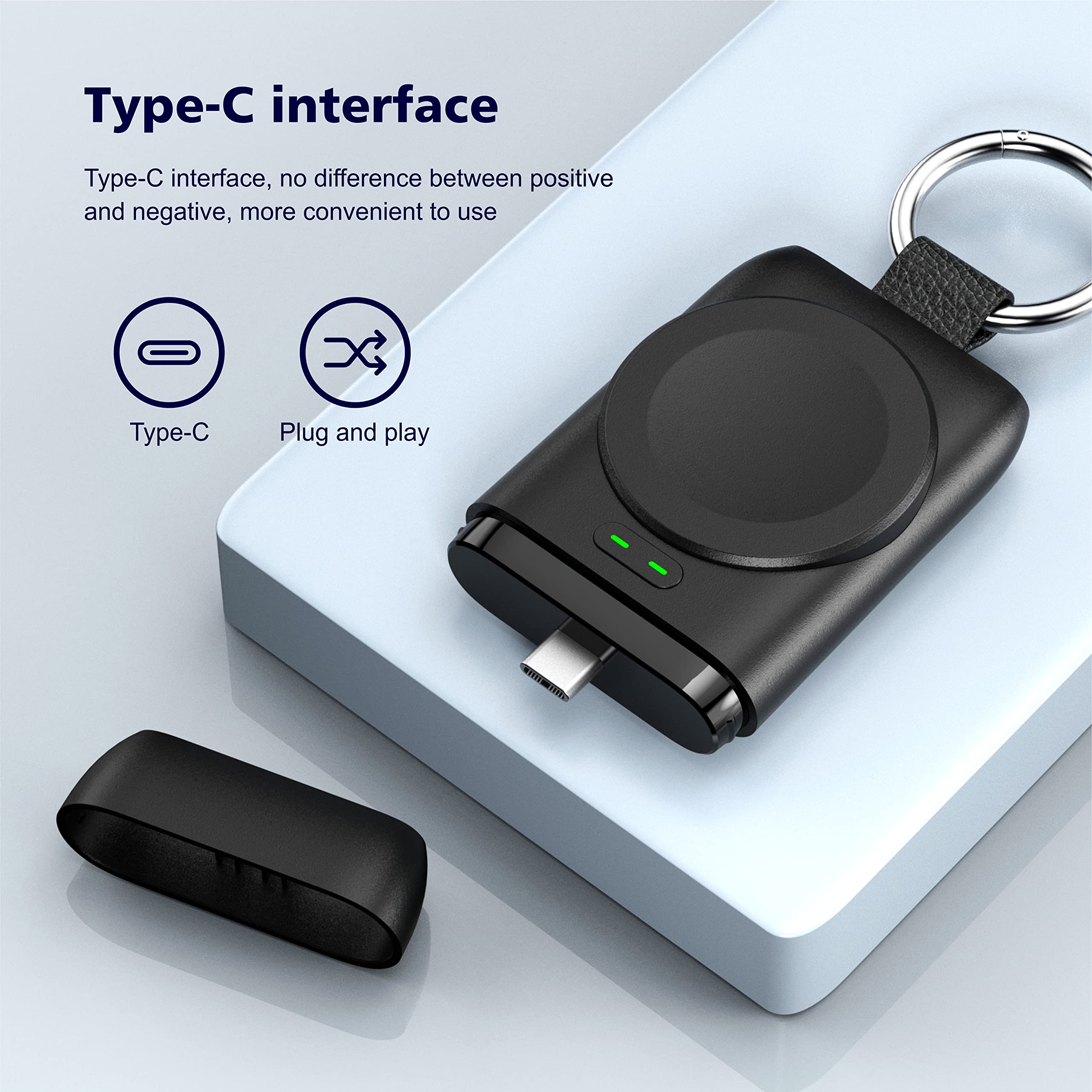 Portable USB-C Wireless Charger for Samsung Galaxy Watch 7/6/5/4/3 & Gear S3 - 1400mAh Travel Watch Charger with Keychain - Perfect for Travel, Gym & Daily Use