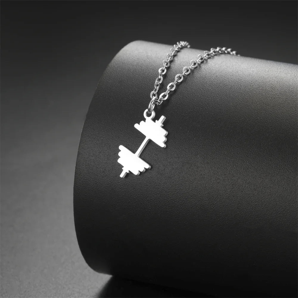 Stainless Steel Dumbbell Necklace for Men - Weightlifting & Gym Jewelry Gift for Bodybuilders & Fitness Enthusiasts | Perfect for Workouts, Sports & Casual Wear