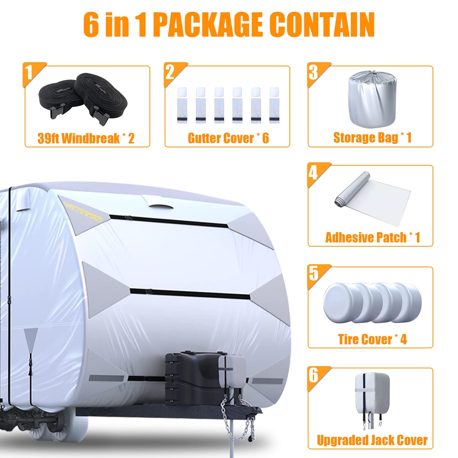 WILDROAD RV Cover 30'-33' - Heavy Duty Waterproof, Windproof & UV Protection Travel Trailer Cover with Reinforced Jack Cover - Perfect for Outdoor Storage, Winter Protection & Long-Term Camper Shelter