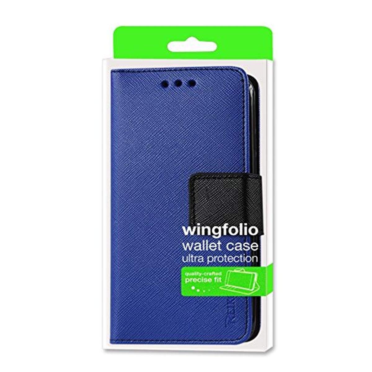 Reiko Premium PU Leather Wallet Case with Stand & Card Holder for ZTE Prelude 2 - Flip Cover with Magnetic Closure - Navy Blue - Perfect for Business & Travel Use