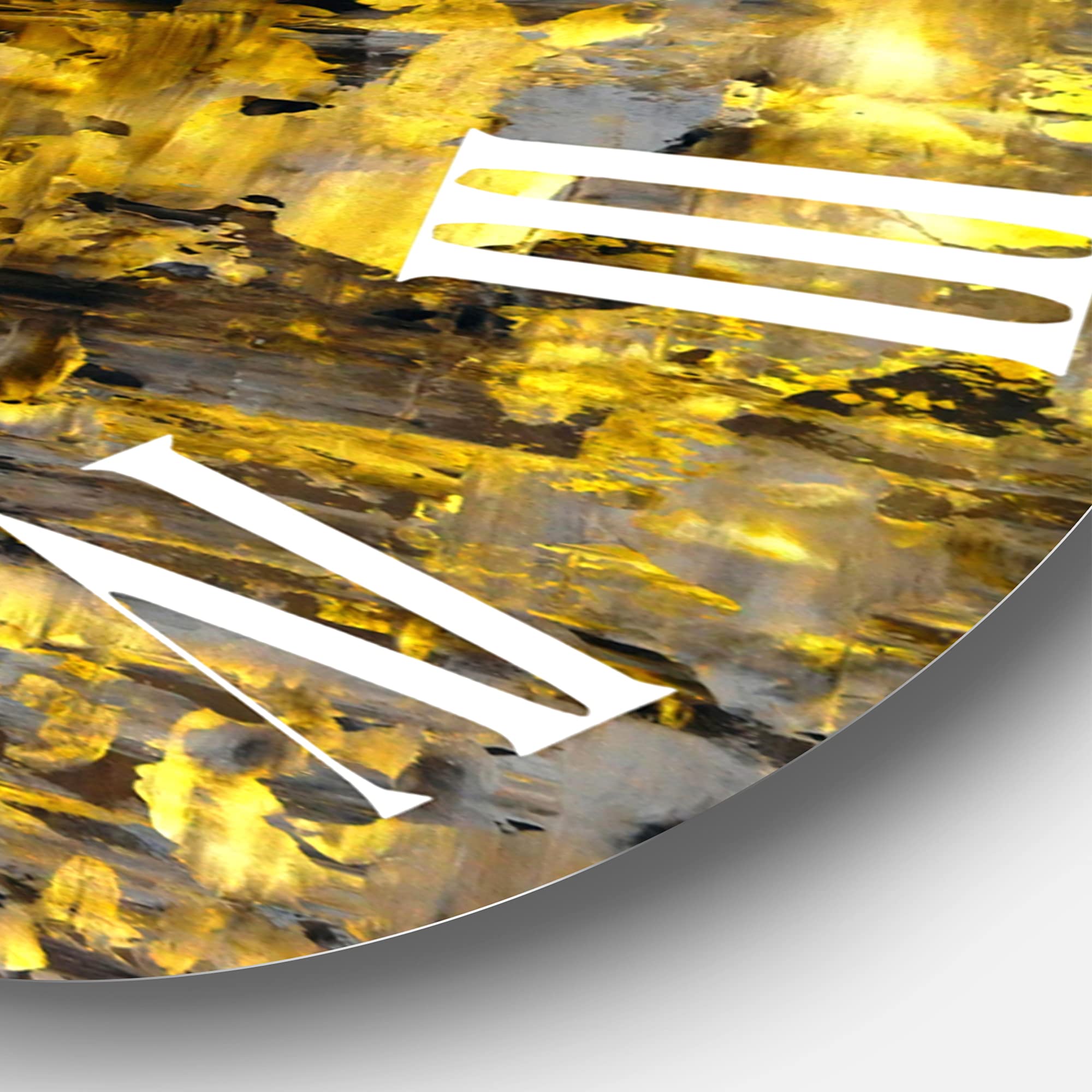 Modern Abstract Wall Clock - Yellow Meets Grey Fractal Art Design | Large Contemporary Wall Decor for Living Room, Bedroom & Office | Silent Non-Ticking Home Décor