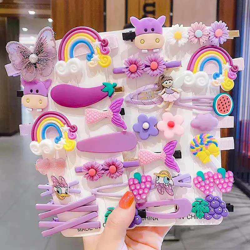 Unicorn Ice Cream Hair Clips Set for Girls - 14 Pcs Korean Hair Accessories for Toddler & Kids - Party & Daily Use